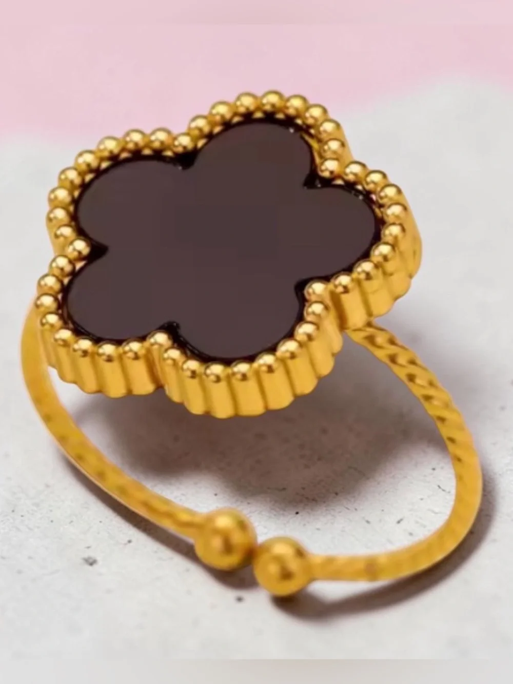 Gold Stainless Steel Ring Set – MOM Ring + Black Clover Ring | Water Resistant